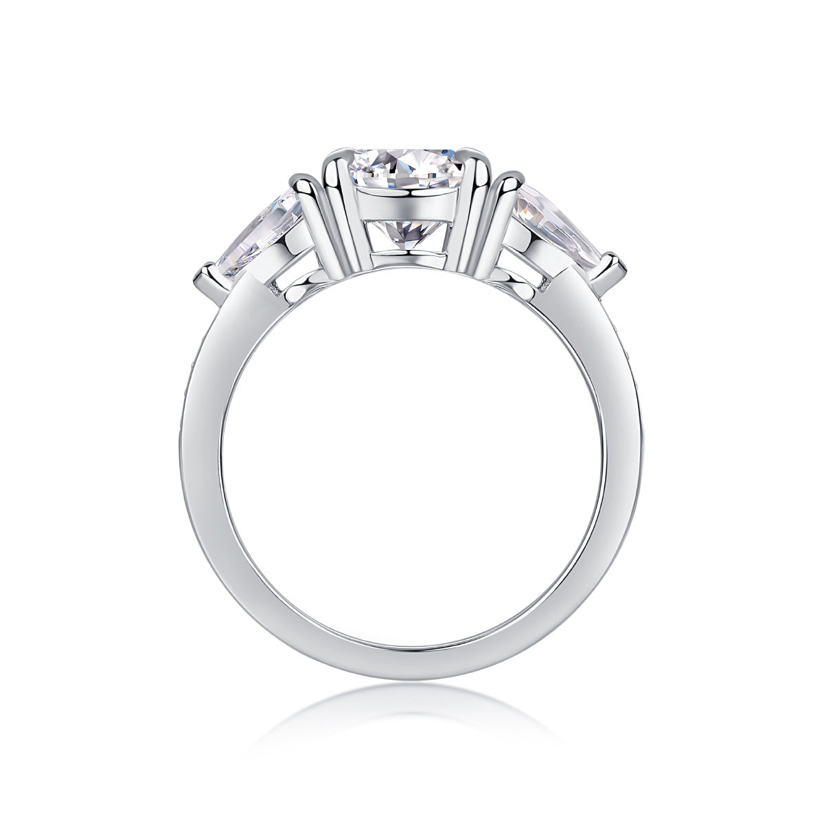 Moissanite Diamond Ring - Large Silver Luxury Fashion Statement Ring