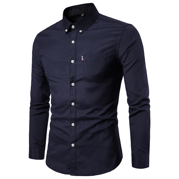 Korean Men's Dress Shirt - Slim Long Sleeve