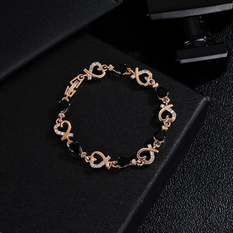 Rhinestone Love Bracelet - Valentine's Day Heart Jewelry Gift