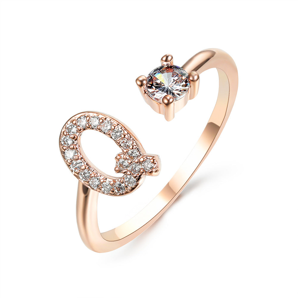 Initial Letter Ring - Personalized Adjustable Zircon Ring A-Z