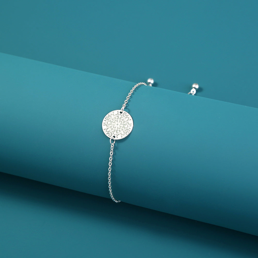 Glow in the Dark Textured Bracelet - Adjustable Silver Copper Jewelry