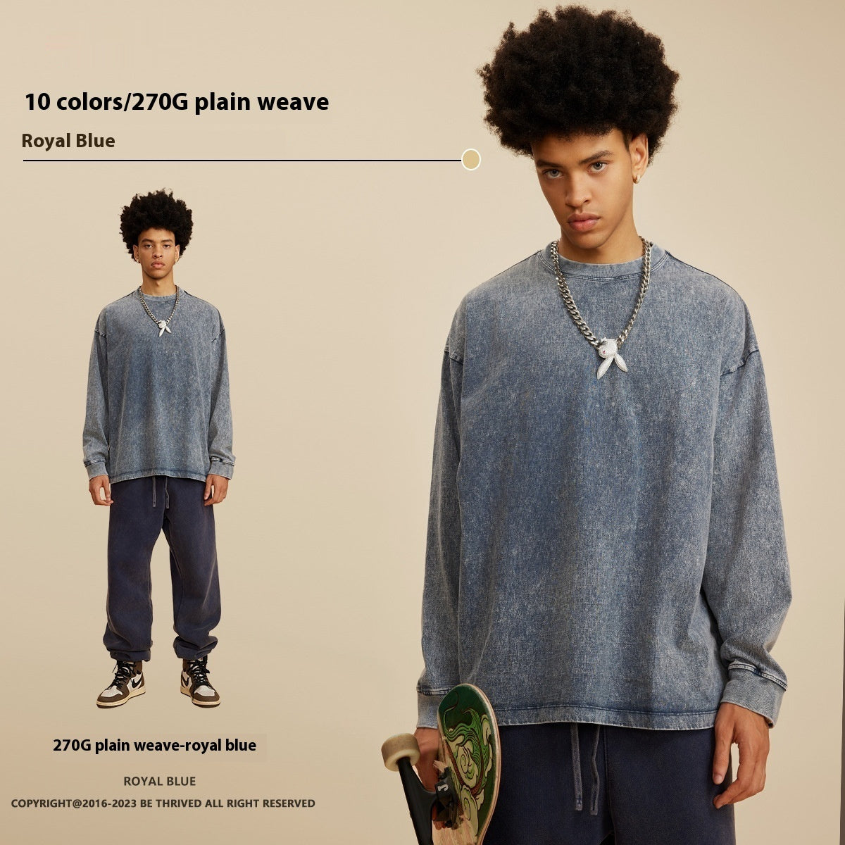 American Retro Washed Cotton Sweater - Loose Fit Pullover