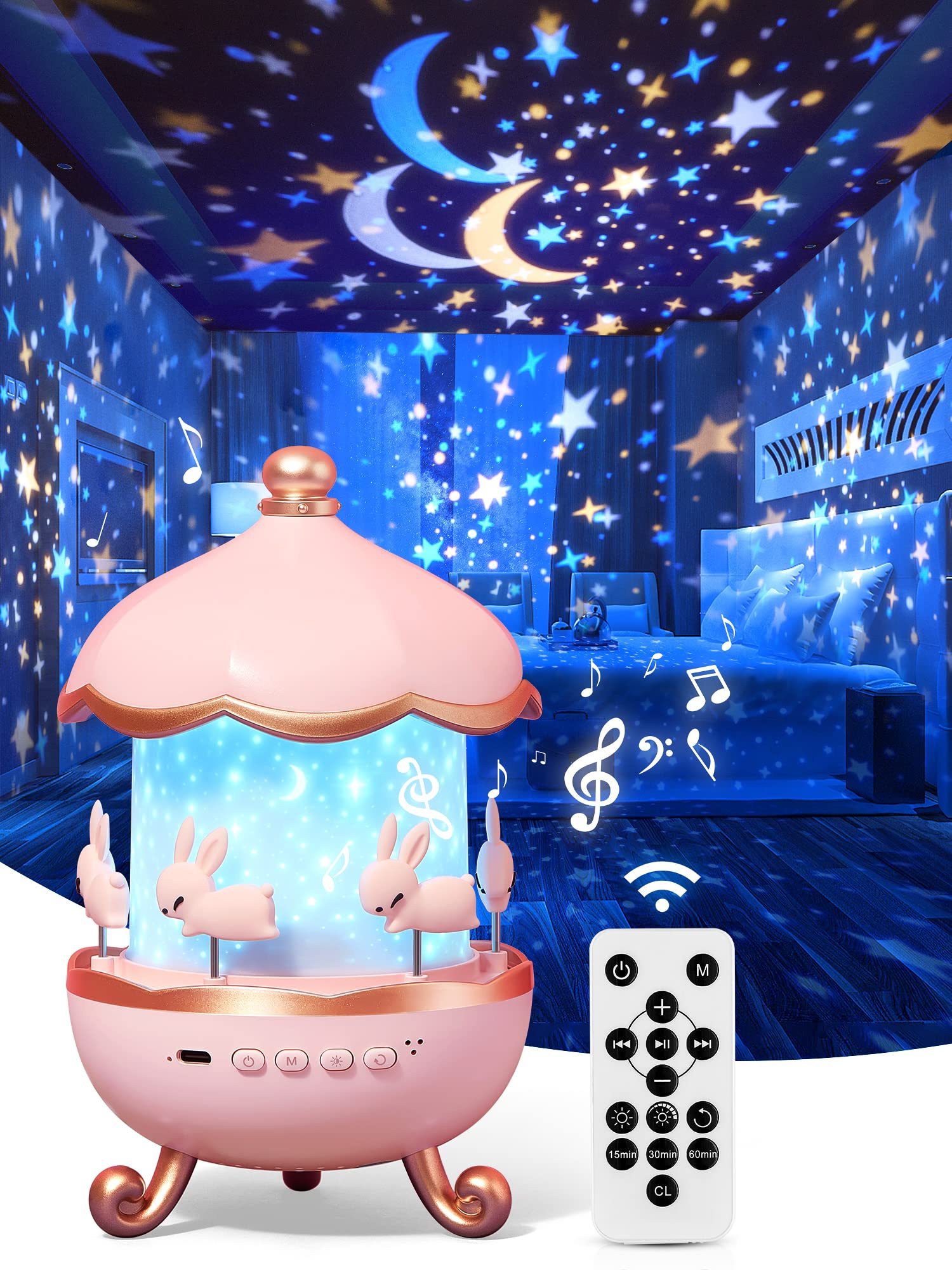 Night Light Projector Kids Nursery Children Room Space Rotation Rechargeable Led Night Lamp Birthday Christmas Gift