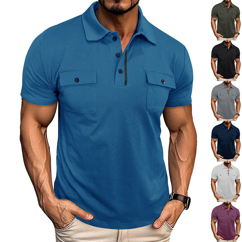 Men's Summer Polo Shirt with Pockets - Outdoor Fashion