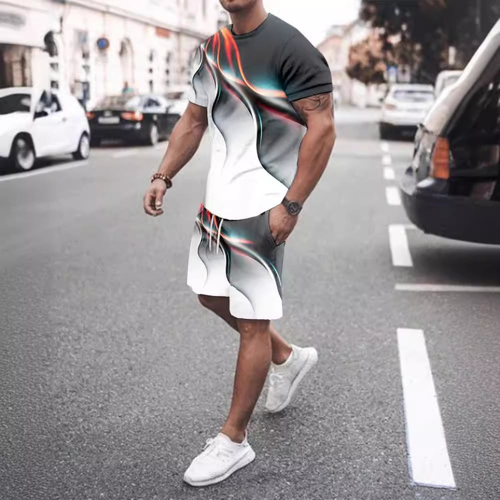 Men's Casual Printed Sportswear Two-Piece Set