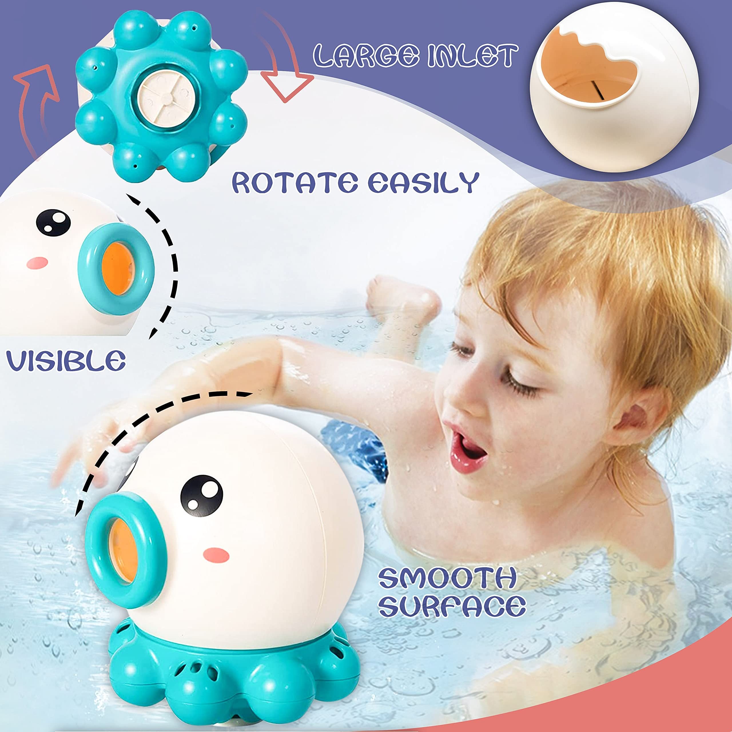 Octopus Fountain Bath Toy - Water Spray & Rotating Shower - Summer Fun for Kids