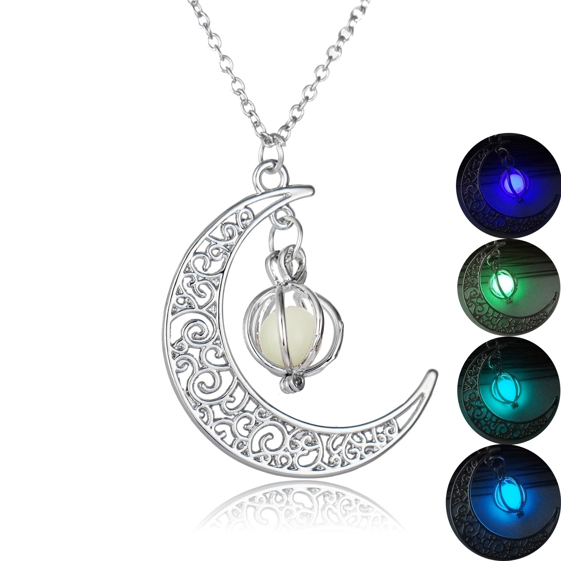 Glow in the Dark Moon Necklace - Healing Crystal Luminous Pendant