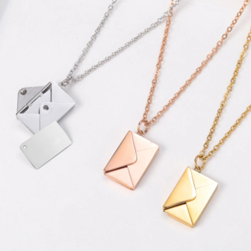 Love Letter Envelope Necklace - Romantic Titanium Steel Pendant