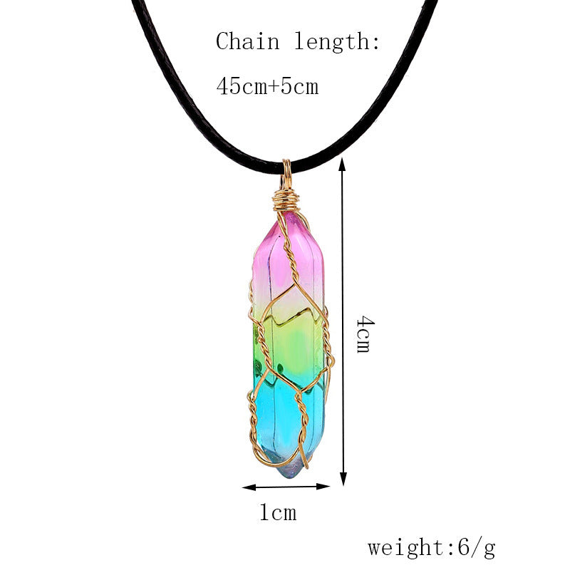 Geometric Crystal Necklace - Transparent Diamond-Cut Pendant for Women