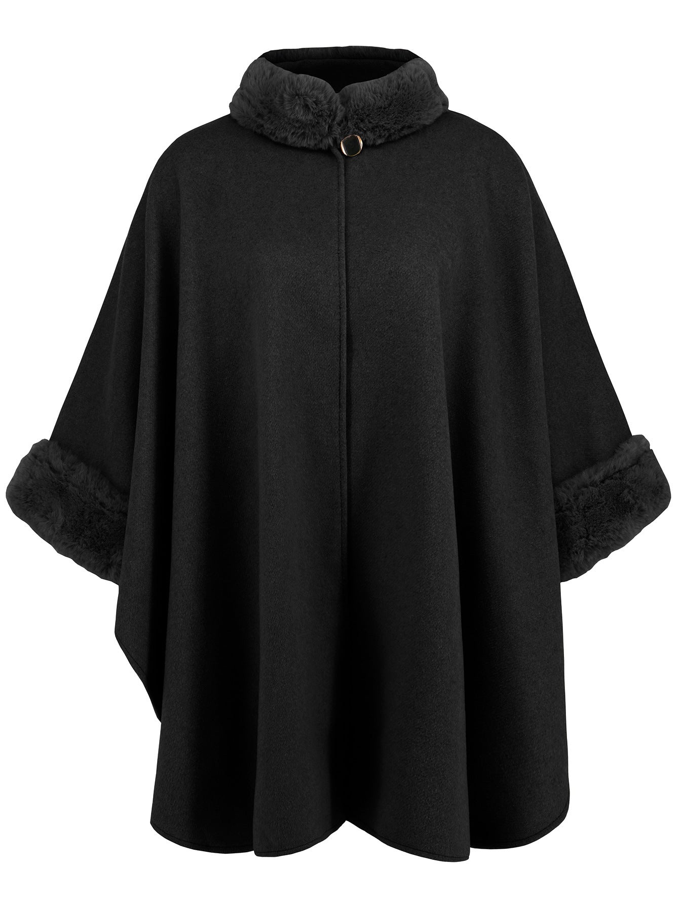 Fashionable Fur Collar Mid-length Coat Cape - Enhanced Style