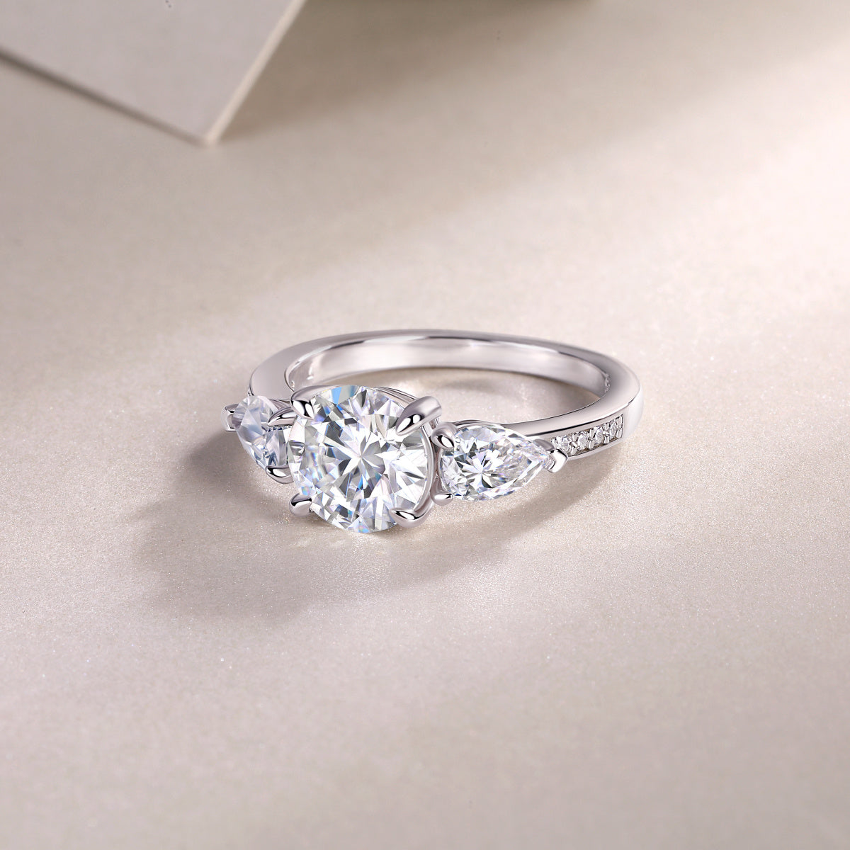 Moissanite Diamond Ring - Large Silver Luxury Fashion Statement Ring