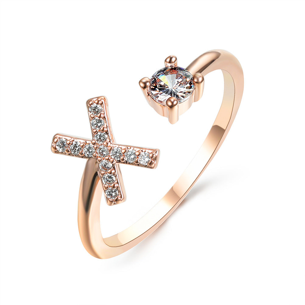 Initial Letter Ring - Personalized Adjustable Zircon Ring A-Z