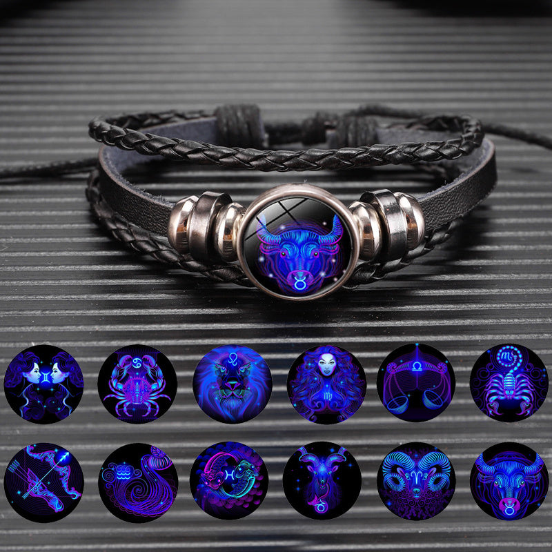 Zodiac Constellation Bracelet - Astrology Leather Bracelet for All Ages