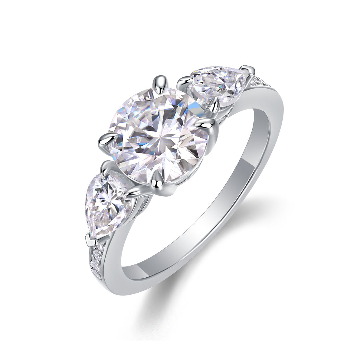 Moissanite Diamond Ring - Large Silver Luxury Fashion Statement Ring