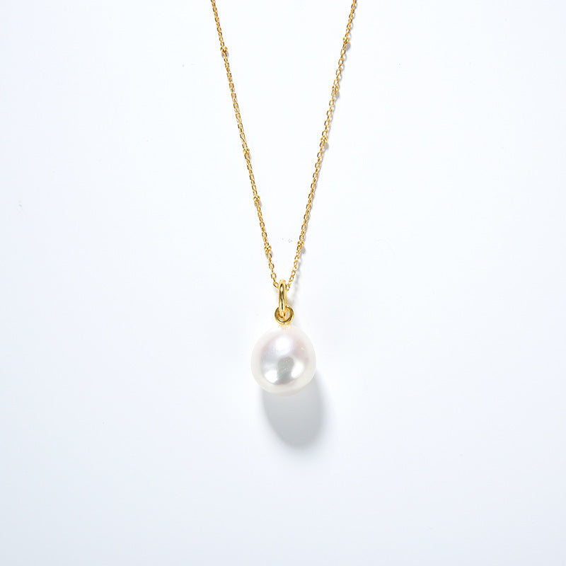 Simple Commuter Design Natural Baroque Pearl S925 Silver Plated Small Necklace Female
