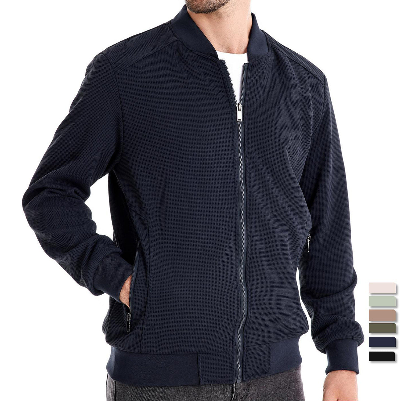 Stand Collar Men's Solid Color Jacket - Stylish & Comfortable