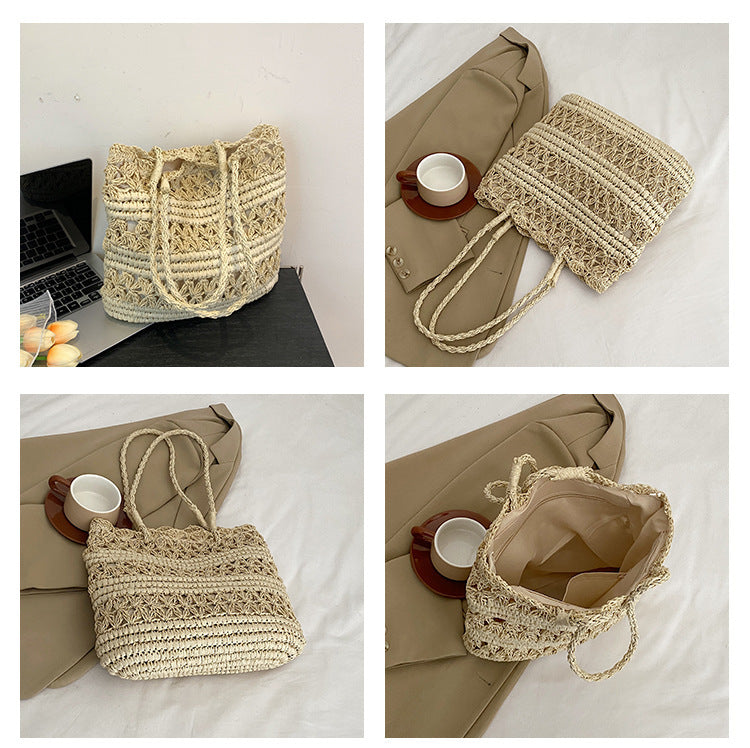 French Vintage Weave Hollow Shoulder Bag
