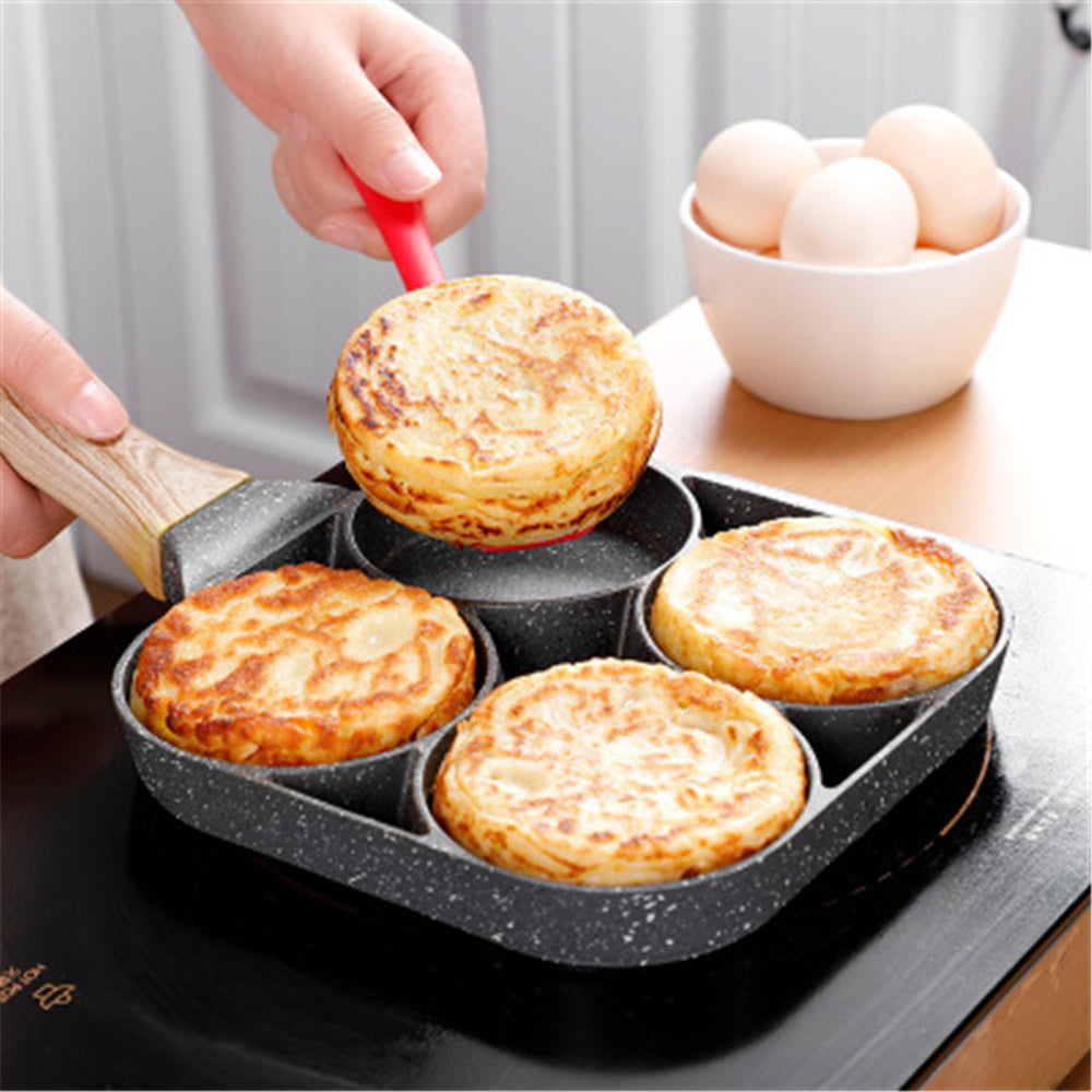 Non-Stick 4 Hole Frying Pan - Perfect for Breakfast, Burgers, Eggs, and Pancakes