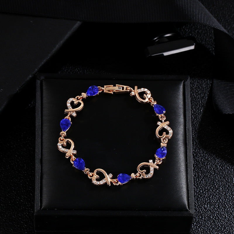 Rhinestone Love Bracelet - Valentine's Day Heart Jewelry Gift