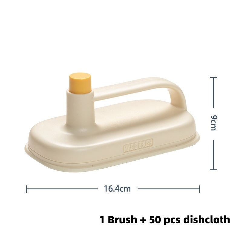 Kitchen & Bathroom Cleaning Magic Brush | Glass Wall Cleaning | Bath Brush Handle Cleaning Rag - CleanTech