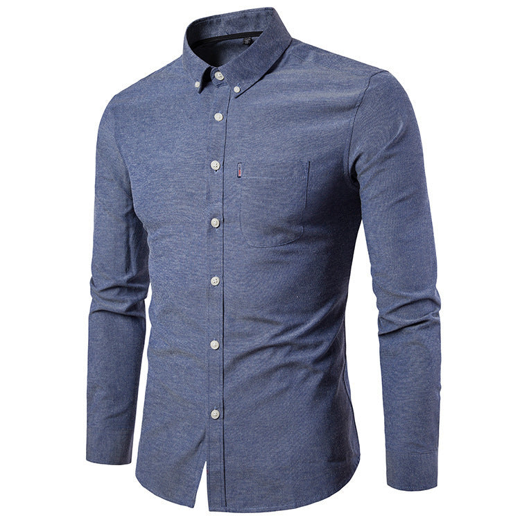 Korean Men's Dress Shirt - Slim Long Sleeve