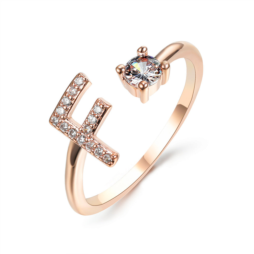 Initial Letter Ring - Personalized Adjustable Zircon Ring A-Z