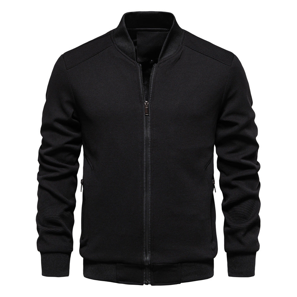 Stand Collar Men's Solid Color Jacket - Stylish & Comfortable