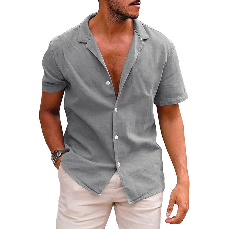 Men's Casual Button Down Shirt - Short Sleeve Beach Shirt for Summer