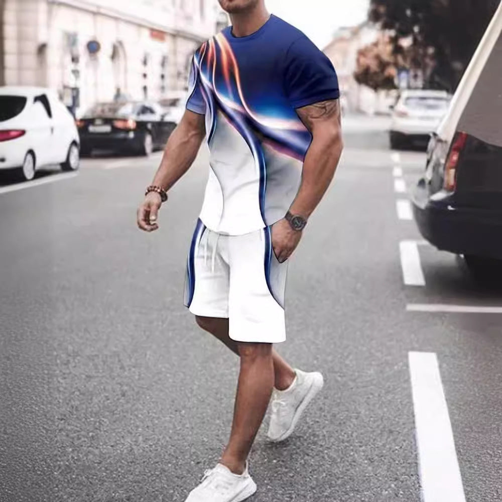 Men's Casual Printed Sportswear Two-Piece Set