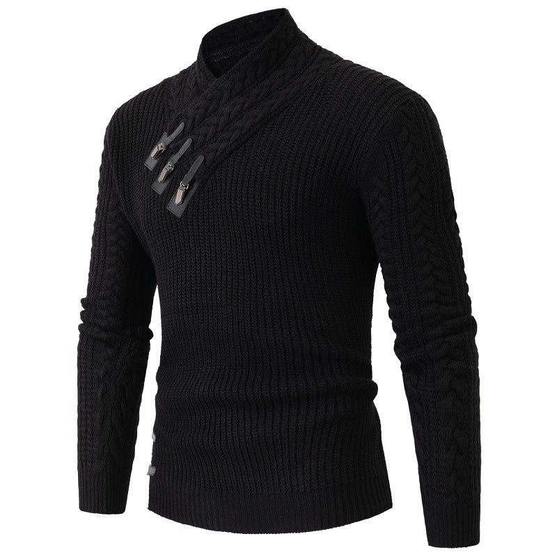 Men's Long-sleeved Knitted Sweater - Plus Size