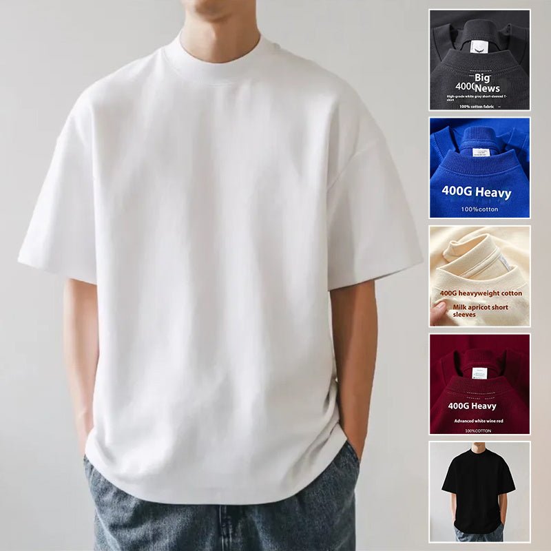 Oversized Retro Cotton T-Shirt – Unisex Plus Size Solid White Tee for Men & Women | Casual Streetwear Short Sleeve