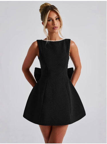Pearl Bow Backless Dress - Summer Collection