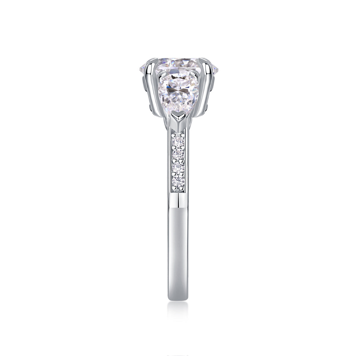 Moissanite Diamond Ring - Large Silver Luxury Fashion Statement Ring