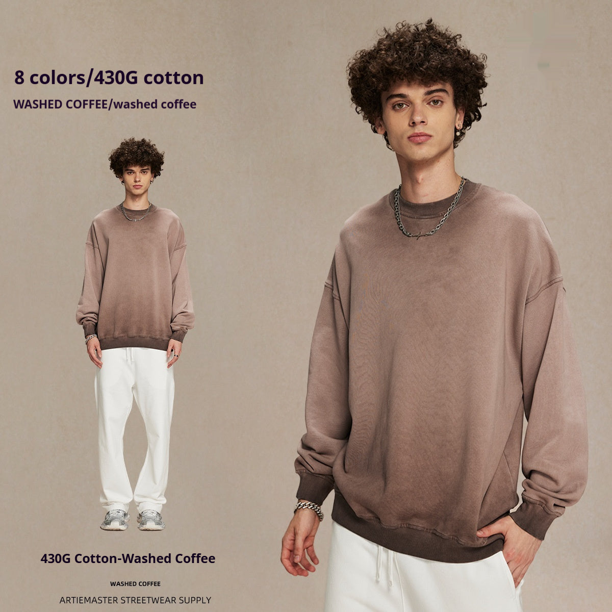 Men's Distressed Washed Cotton Sweater