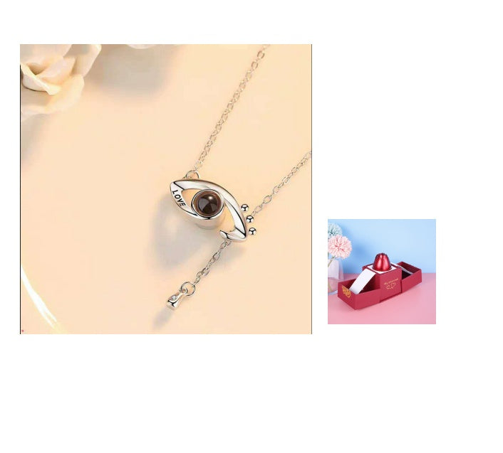 Valentine's Day Metal Rose Gift Set - Crystal Necklace with Gift Box