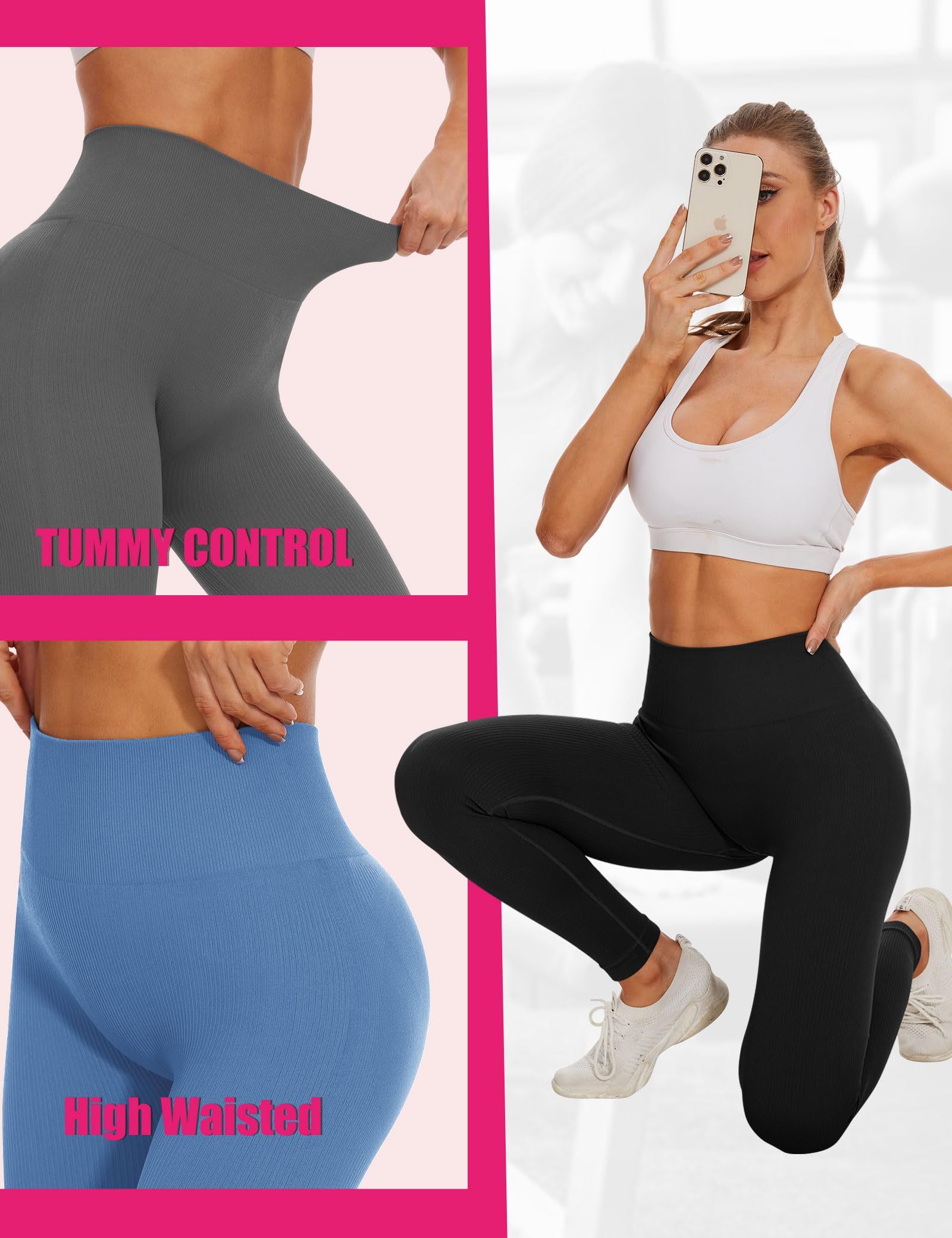 High-Waisted Seamless Leggings - Solid Color
