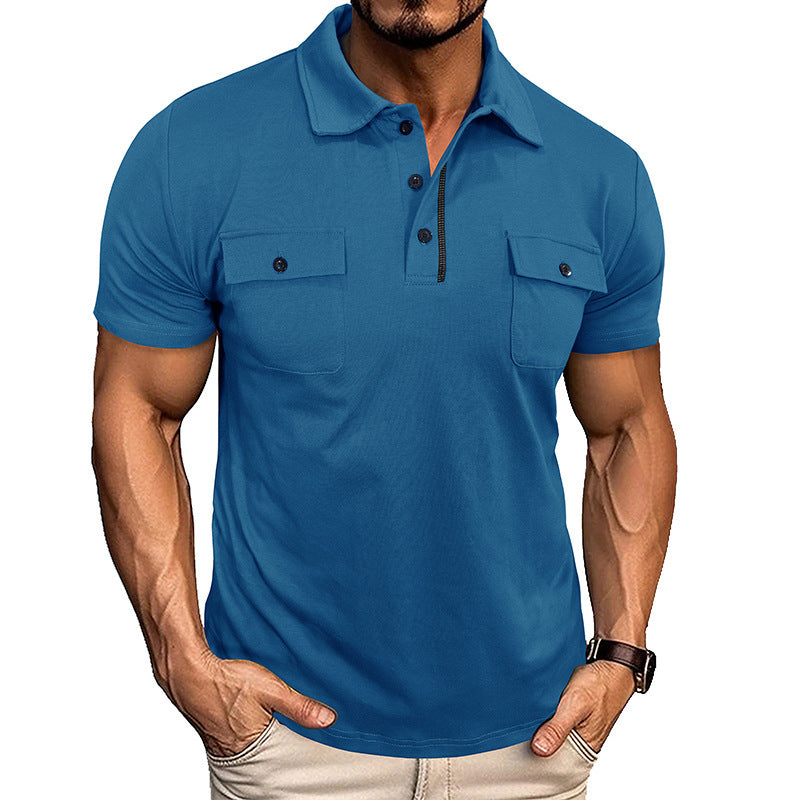 Men's Summer Polo Shirt with Pockets - Outdoor Fashion