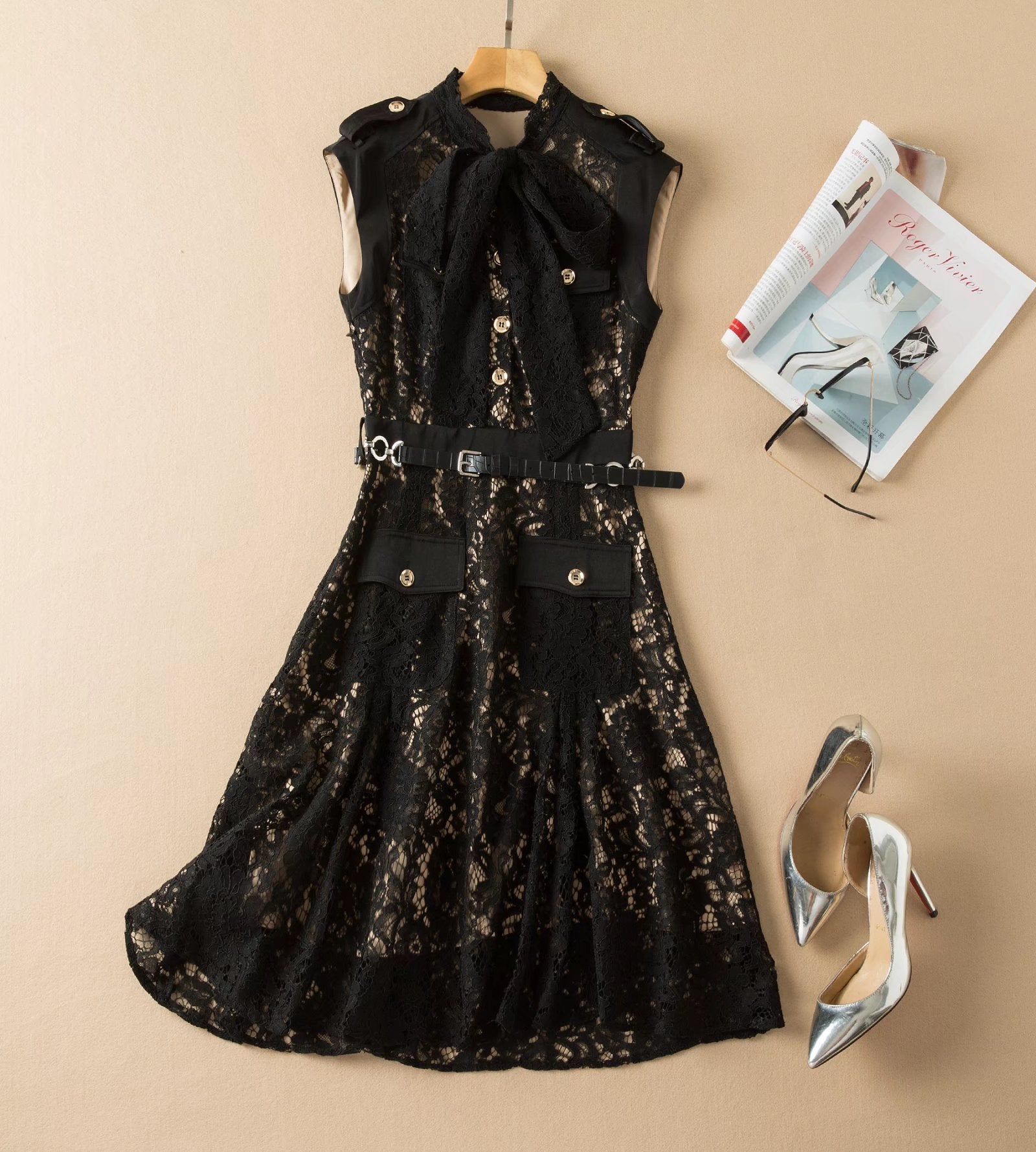 Women's Lace Dresses | Tie Waist Slim Dress | iukstore