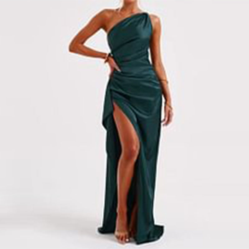 Elegant One-shoulder Satin Dress for Women - Summer Collection
