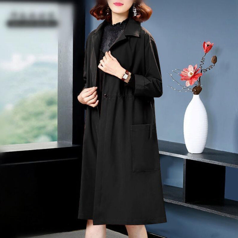 Temperament Western Style Mid-length Plus Size Loose Trench Coat Women