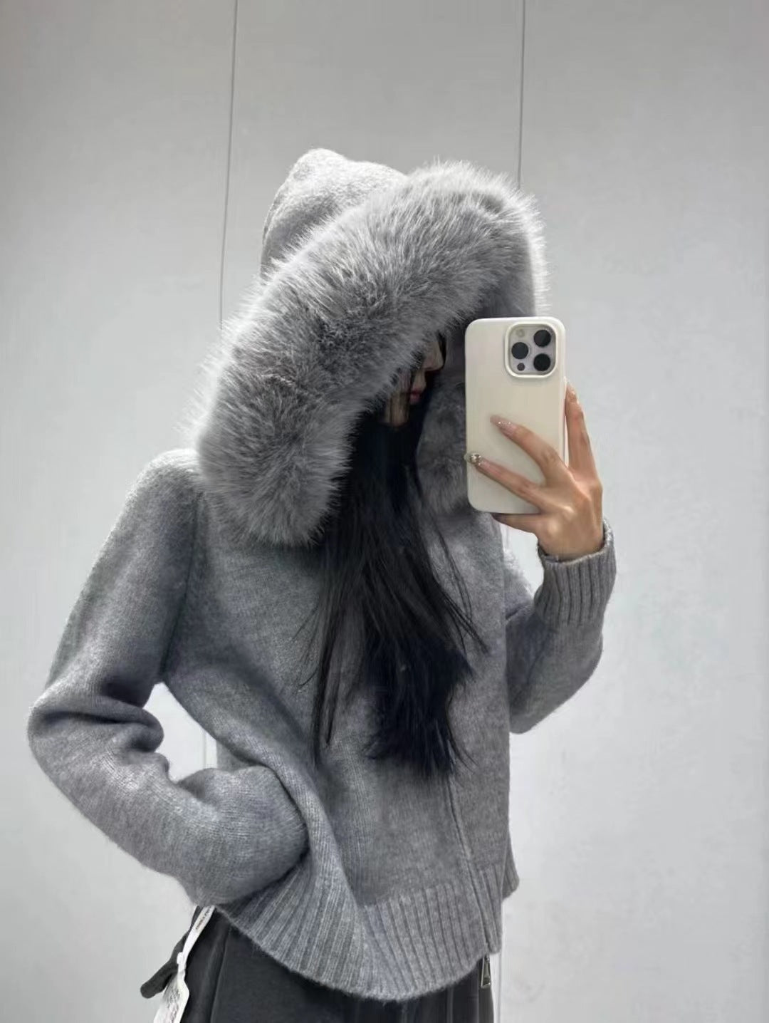 Women's Imitation Fox Fur Collar Sweater - Stylish & Warm