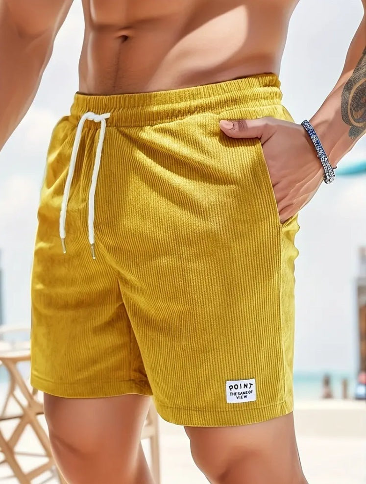 Men's Summer Corduroy Drawstring Shorts