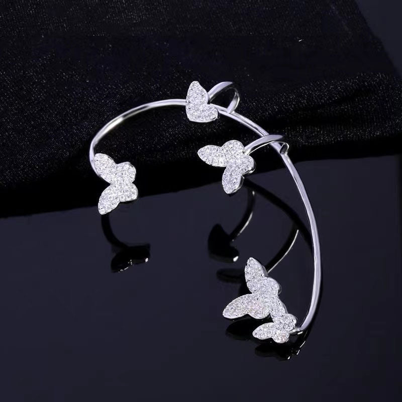 Butterfly Ear Clips No Piercing - Gold Zircon Ear Cuffs for Women