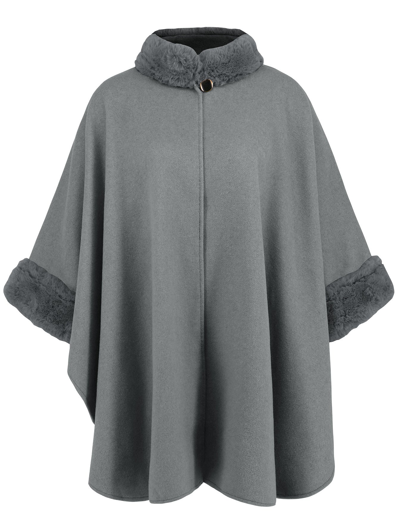 Fashionable Fur Collar Mid-length Coat Cape - Enhanced Style