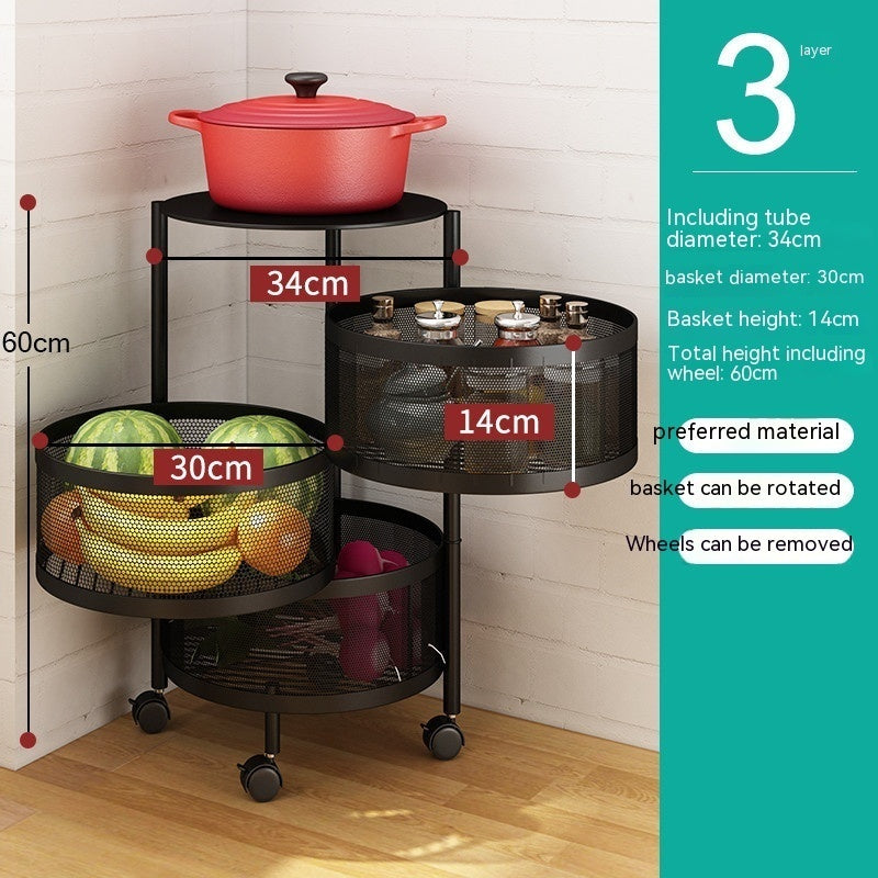 Kitchen Storage Rack - Multi-layer Rotatable Free Installation - Home&Garden