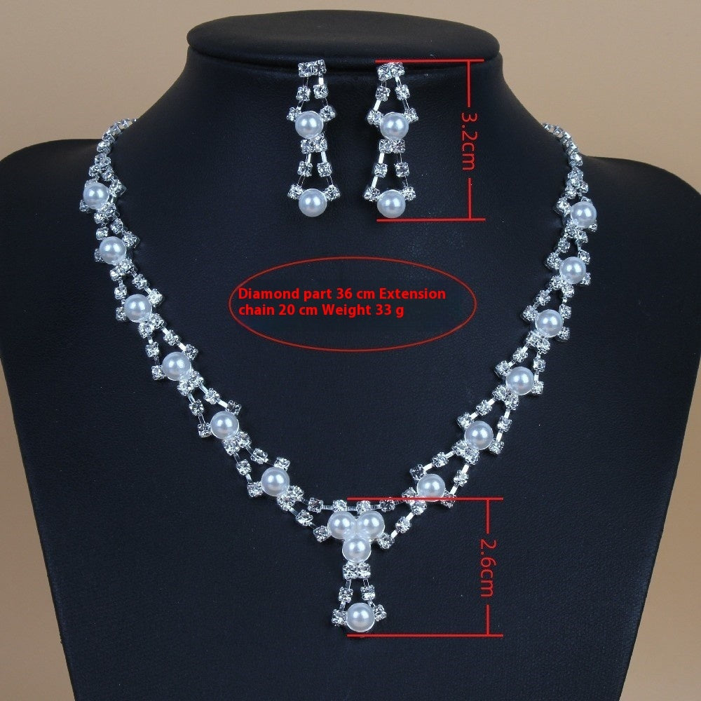 Rhinestone Jewelry Set - Korean Style Necklace and Earrings for Women