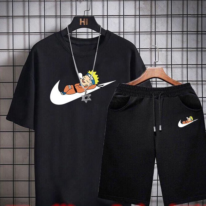 Korean Men's Two-Piece Casual Suit - Trendy & Comfortable T-shirt