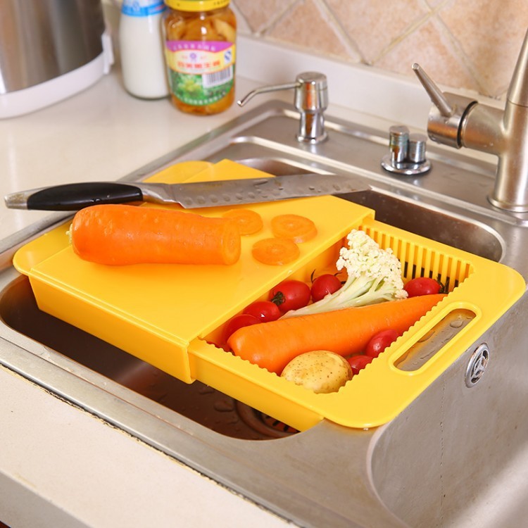 Multifunction Kitchen Chopping Block with Sink & Drain