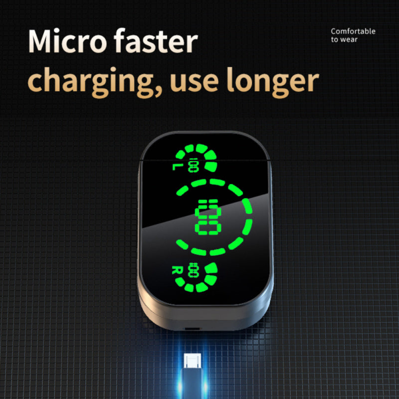 Wireless Bluetooth Headset - TWS Large Screen Smart Digital Display In Ear Breathing Light