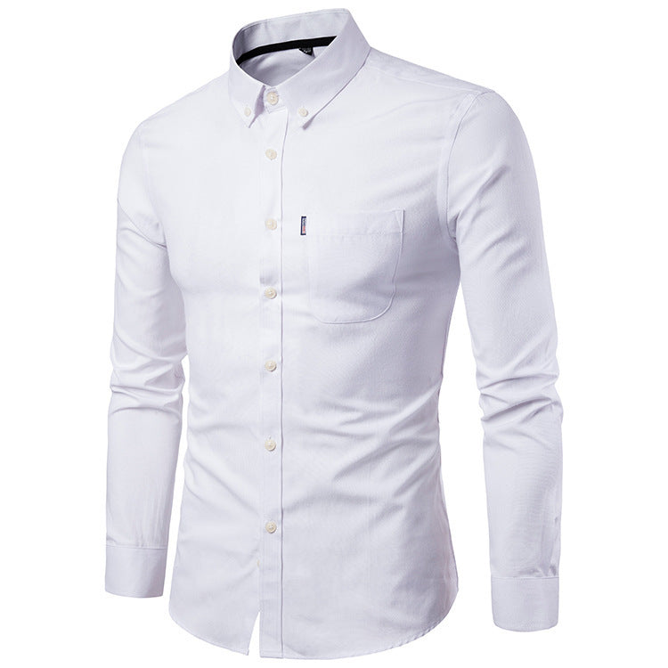 Korean Men's Dress Shirt - Slim Long Sleeve
